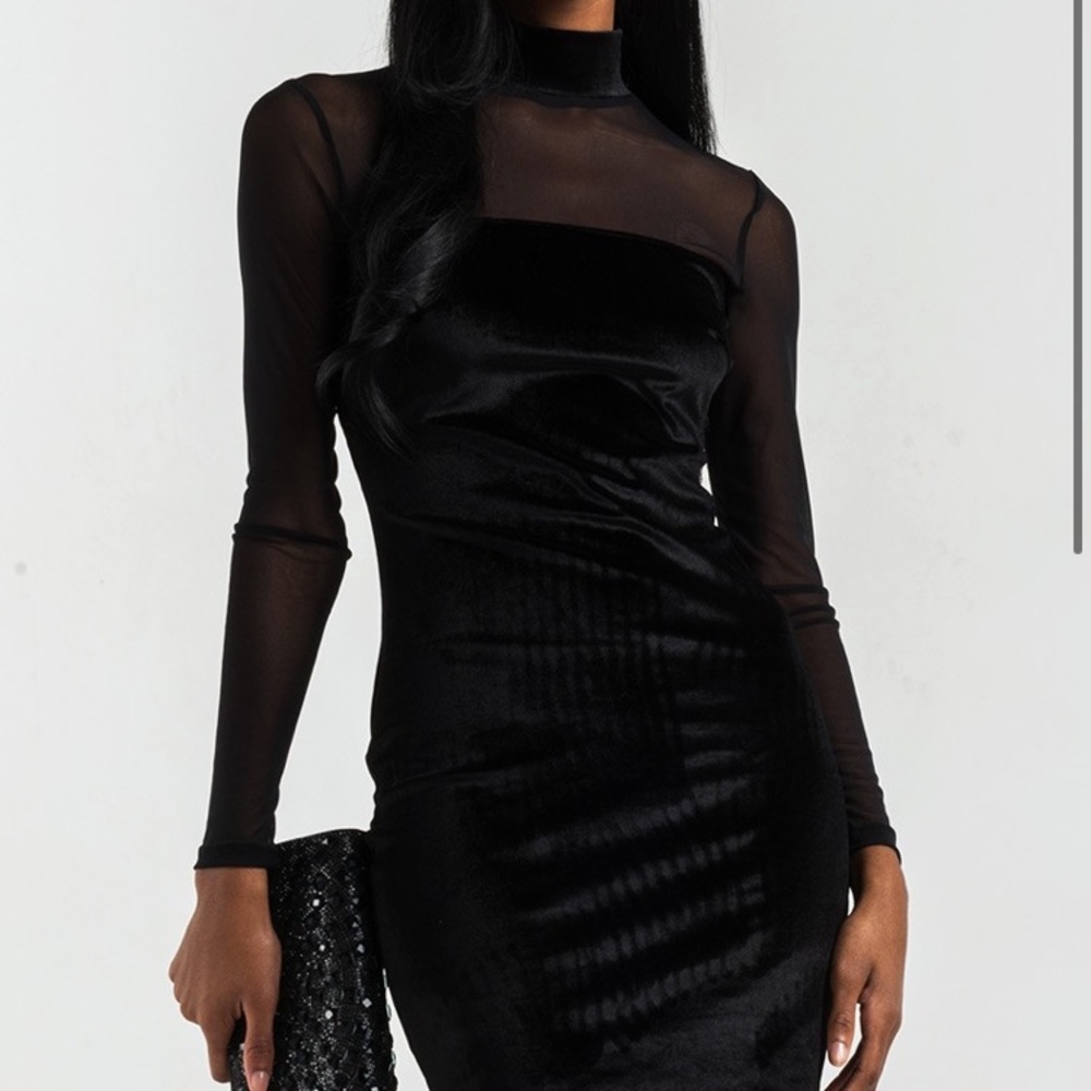 Akira Best In Show Velvet Mesh Dress